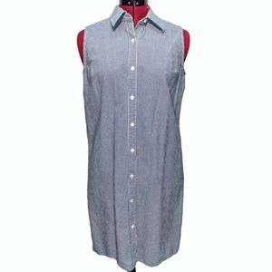 Vintage 80s 90s Marsh Landing Check Gingham Sleeveless Button Up Dress Size 8